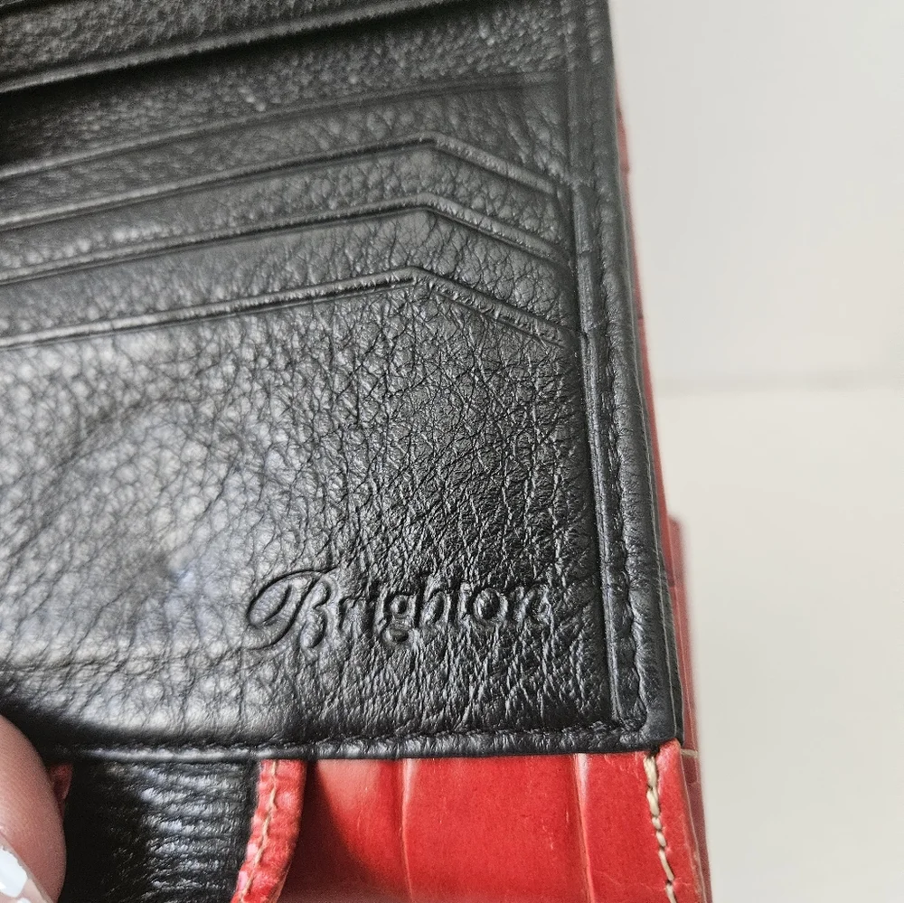 Brighton red‎ tri fold croc embossed wallet